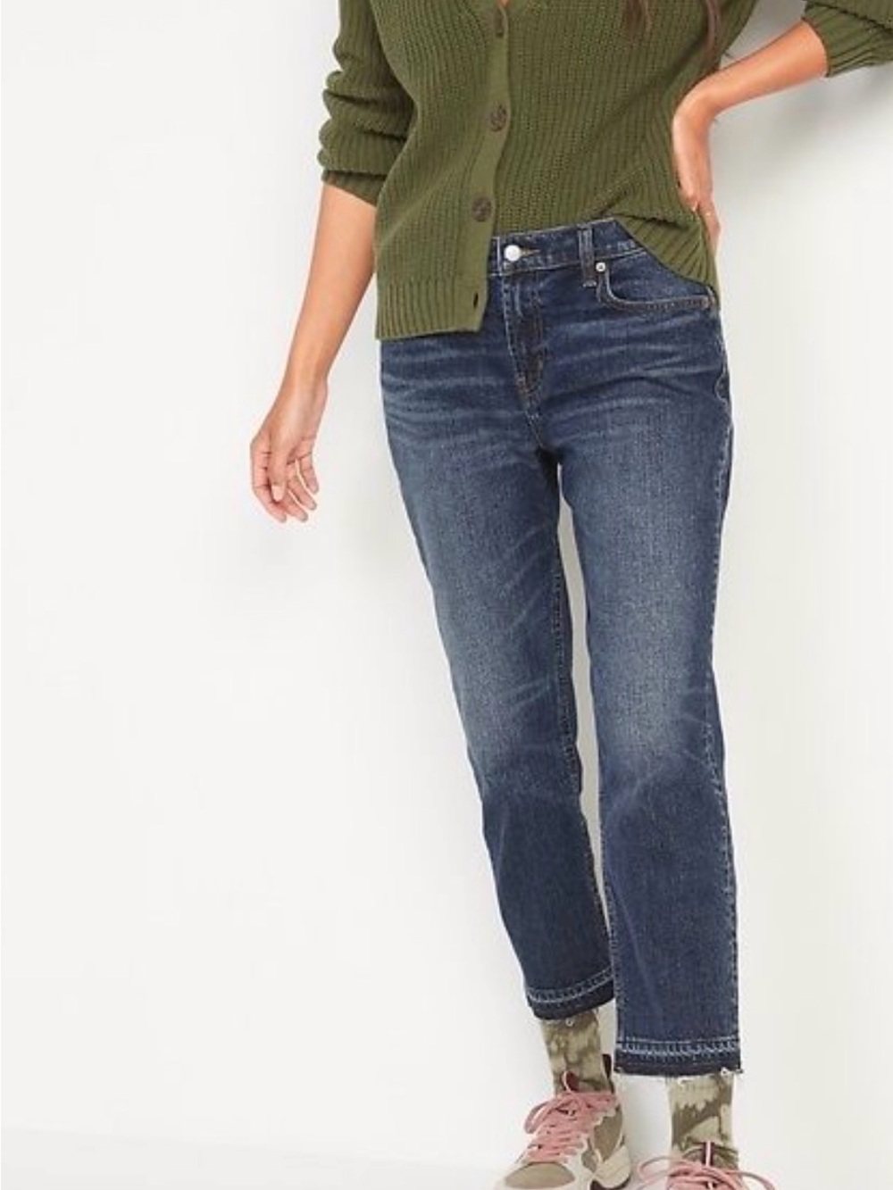 Old Navy Mid-Rise Straight Leg Jeans - Dark Blue- 2P